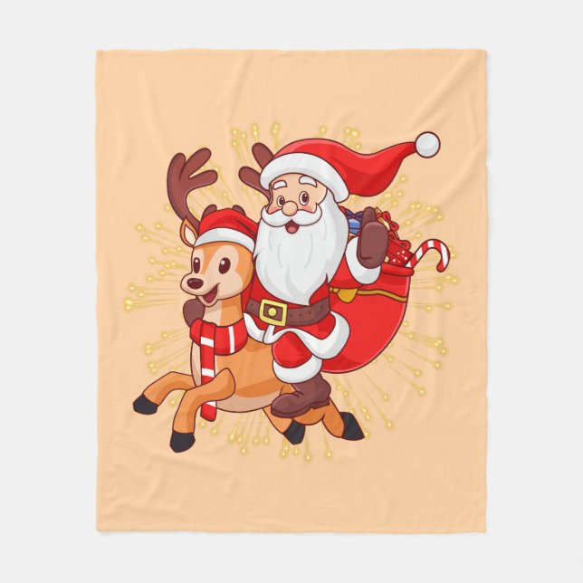 **"Playful Santa Claus Design – Fun and Festive Ch Fleece Blanket (Front)