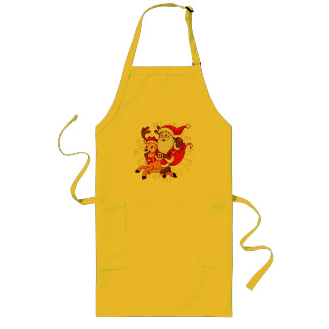 **"Playful Santa Claus Design – Fun and Festive Ch Long Apron (Front)