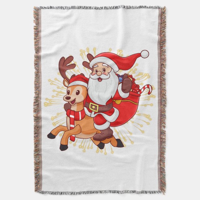 **"Playful Santa Claus Design – Fun and Festive Ch Throw Blanket (Front Vertical)