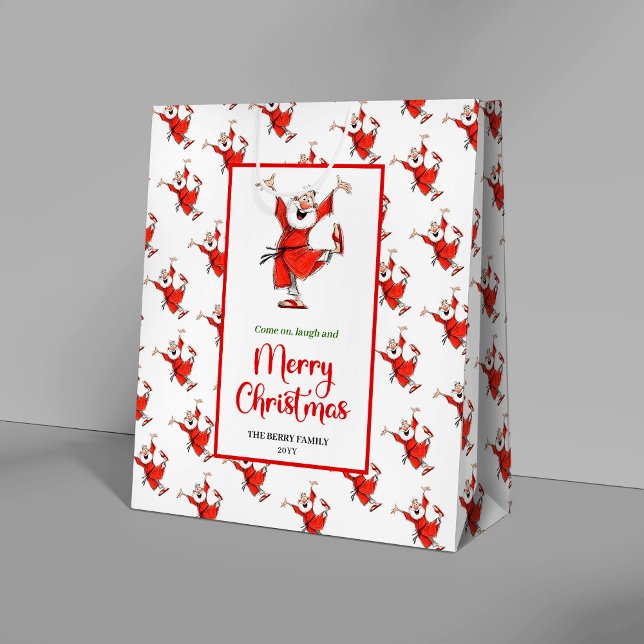 Playful Santa Claus gift bag red green office   (Playful Santa Claus gift bag red green office style

)