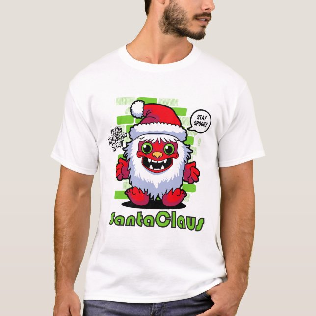 Playful Santa Claus Graphic T-Shirt, Holiday Appar T-Shirt (Front)
