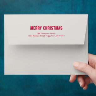 Playful Santa Red Typography Family Name Christmas Envelope