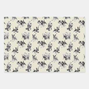 Playful Schnauzer Dog Pattern Wrapping Paper Sheet