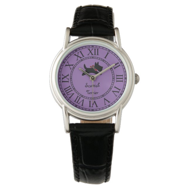 Playful Scottie Dog Personalise Watch (Front)