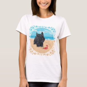 Playful Scottish Terrier at the Beach T-Shirt
