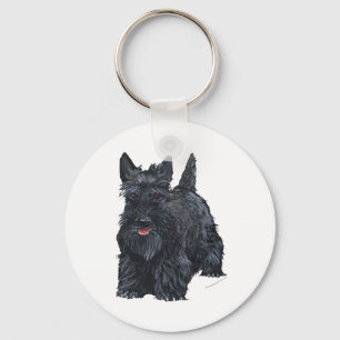 Playful Scottish Terrier Key Ring