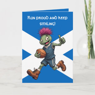 Playful Scottish Thistle Rugby Illustration Card