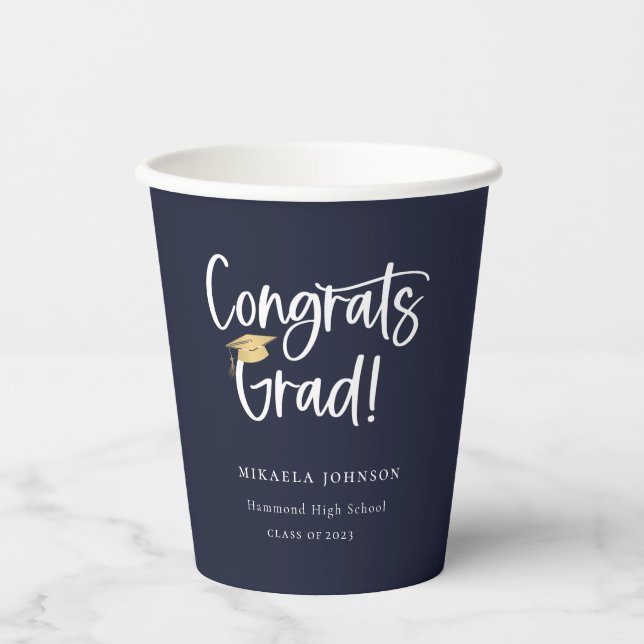 Playful Script Graduation Party Paper Cups (Front)