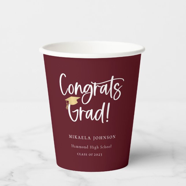 Playful Script Graduation Party Paper Cups (Front)