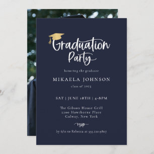Playful Script Graduation Party Photo Invitation