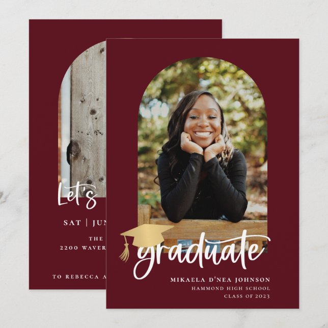 Playful Script Graduation Photo Announcement (Front/Back)