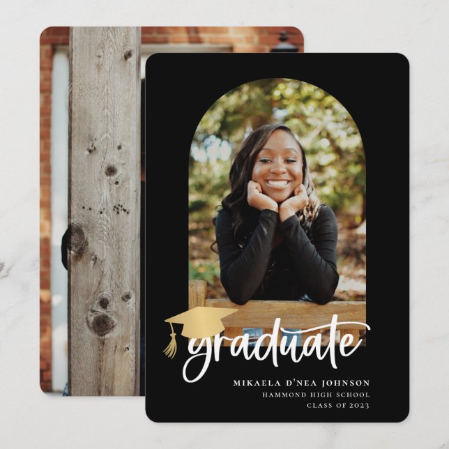 Playful Script Graduation Photo Announcement (Front/Back)