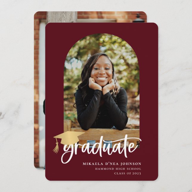 Playful Script Graduation Photo Announcement (Front/Back)