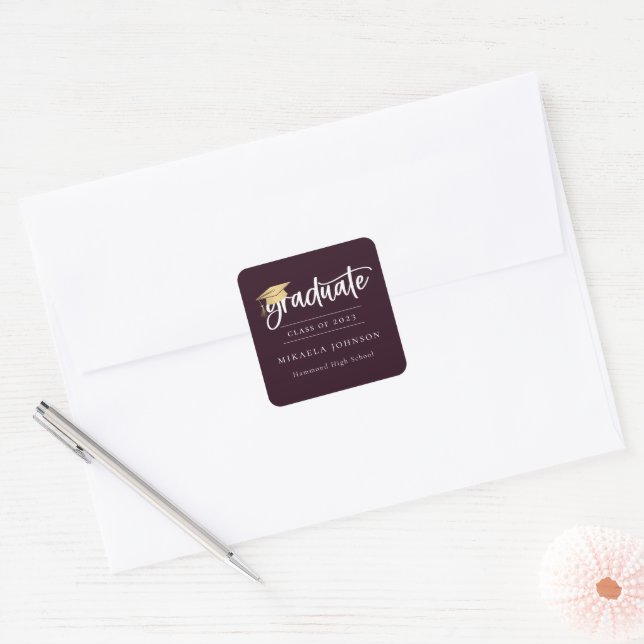 Playful Script Graduation Square Sticker (Envelope)