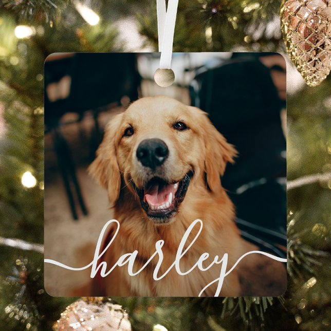 Playful Script Pet Photo Christmas Metal Tree Decoration (Creator Uploaded)