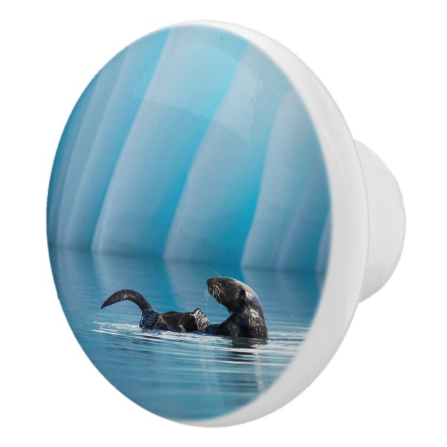 Playful Sea Otter Ceramic Knob (Right)