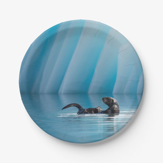 Playful Sea Otter Paper Plate (Front)