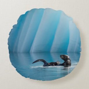 Playful Sea Otter Round Cushion