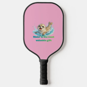 Playful Seal Water Conservation & Ocean Awareness Pickleball Paddle