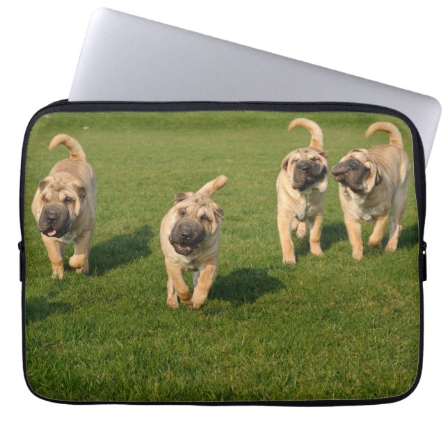 Playful Shar Pei Puppies Laptop Sleeve (Front)