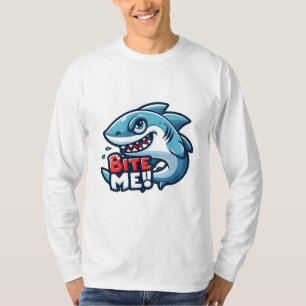 Playful Shark 'Bite Me' Graphic Tee - Fun and Bold