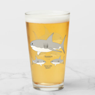 Playful Shark Family Ocean Life Squad Illustration Glass