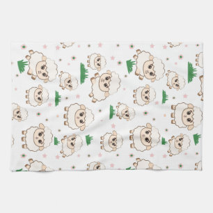 Playful Sheep Pattern Tea Towel