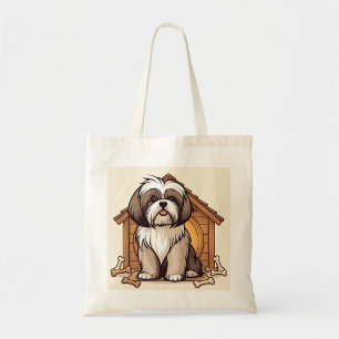 Playful Shih Tzu Dog House  Tote Bag