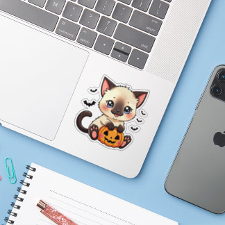 Playful Siamese Kitten – Cute Halloween Sticker