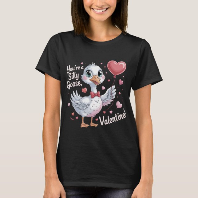 Playful Silly Goose Valentine's Day Shirt - Cute H (Front)