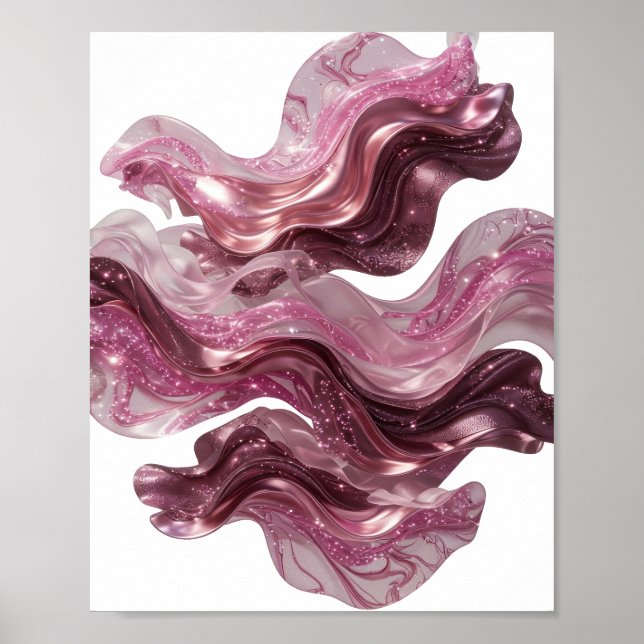 Playful Silver ABSTRACT ART Custom Tee Poster (Front)