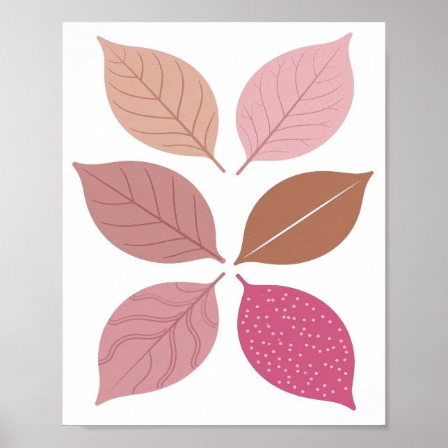 Playful Silver AUTUMN LEAVES Text Design Poster (Front)