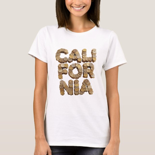 Playful Silver CALIFORNIA Statement Design T-Shirt (Front)