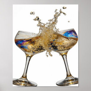 Playful Silver CHEERS TO GOOD HEALTH 3D Text Art Poster
