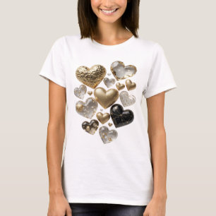 Playful Silver GEMSTONE HEARTS Custom Tee