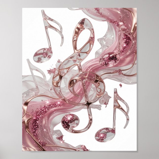 Playful Silver MUSIC IN FLUID FORM Text Design Poster (Front)