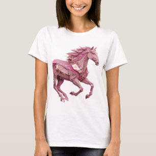 Playful Silver PINK GLAMOUR HORSE Bold Design T-Shirt