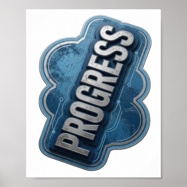 Playful Silver PROGRESS Statement Design Poster (Front)
