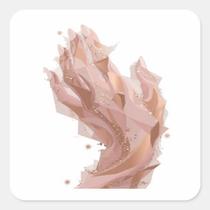 Playful Silver ROSE GOLD GLITTER AND STARS Square Sticker