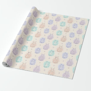 Playful Sketch Bunnies Monogram Wrapping Paper