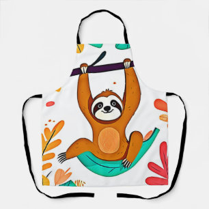 Playful Sloth Hanging from a Tree Apron