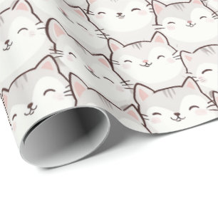 Playful Smiling Cat Wrapping Paper – Adorable