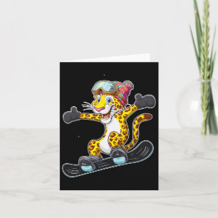 Playful Snowboarding Leopard With Goggles Card
