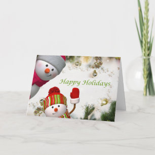 Playful Snowmen Greeting - Personalised Greeting  Card