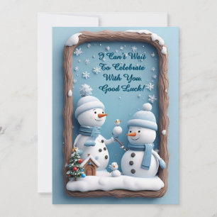 Playful Snowmen in Winter Setting With Snowflakes Holiday Card