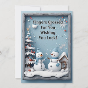 Playful Snowmen in Winter Setting With Snowflakes Holiday Card