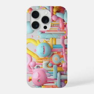 Playful soft forms in pastels iPhone 15 pro case