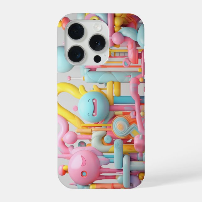 Playful soft forms in pastels iPhone case (Back)