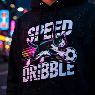 Playful Speed of Dribble Cat For Soccer Enthusiast Hoodie