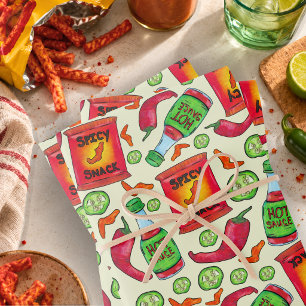 Playful Spicy Food Pattern Wrapping Paper Sheet